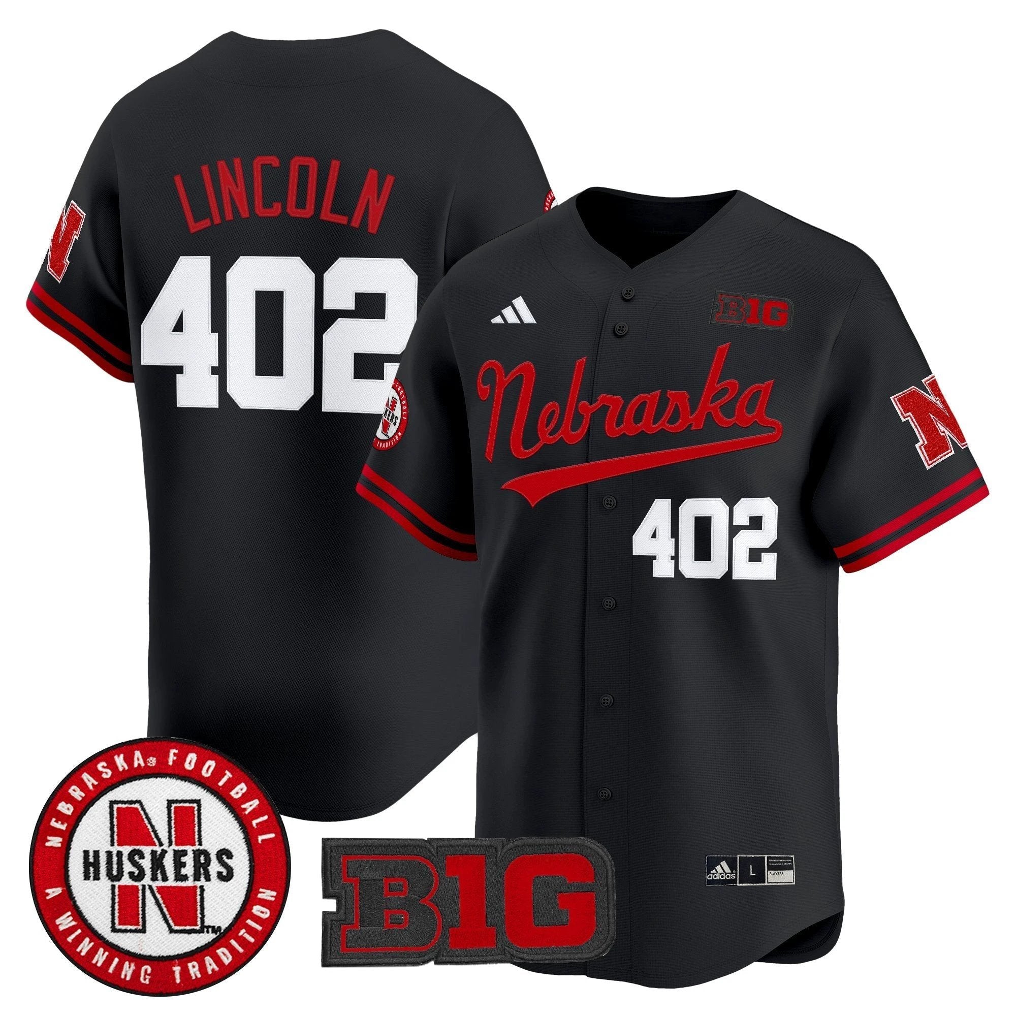 Lincoln Jersey #402 Nebraska Cornhuskers 2025 Vapor Baseball Black by My Store