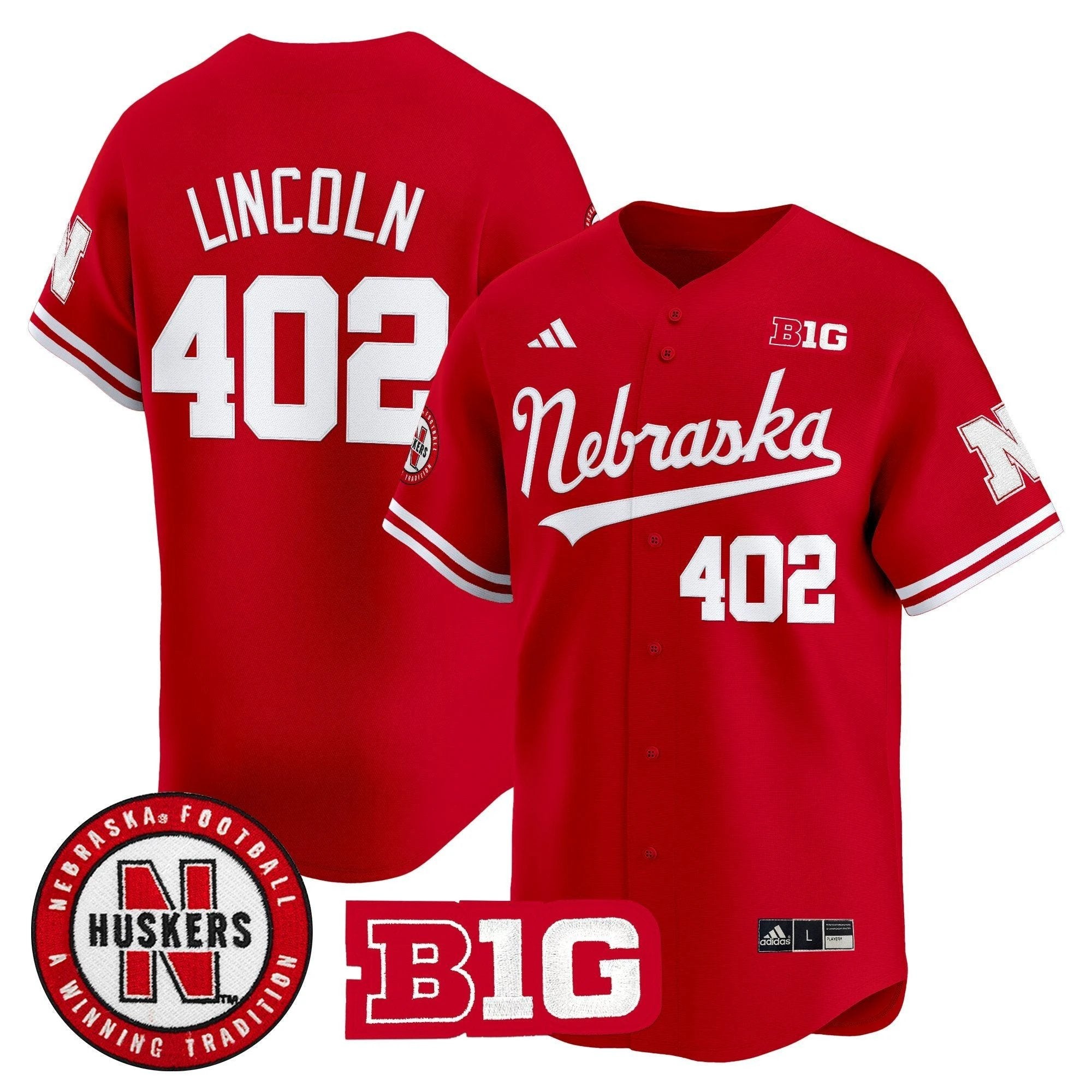Lincoln Jersey #402 Nebraska Cornhuskers 2025 Vapor Baseball Scarlet by My Store