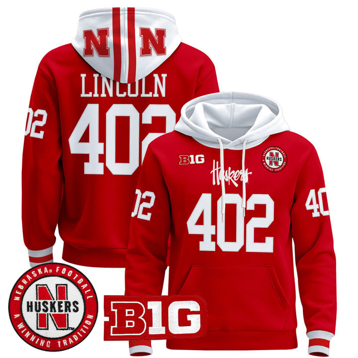 Lincoln Hoodie #402 Nebraska Cornhuskers 2025 Premium Pullover Stitched by Hoodie Pullover