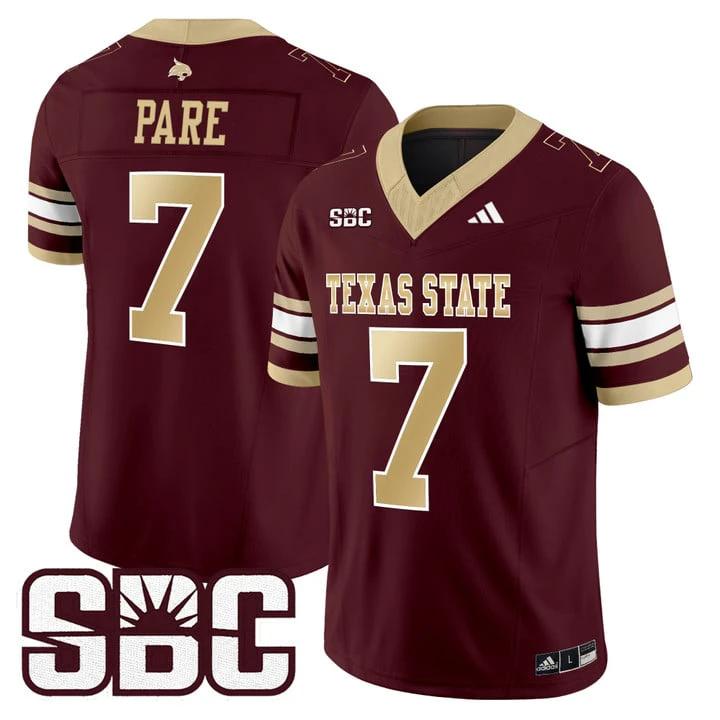 Lincoln Pare Jersey #7 Texas State Bobcats 2025 Limited Stitched by My Store NCAA Football Jerseys