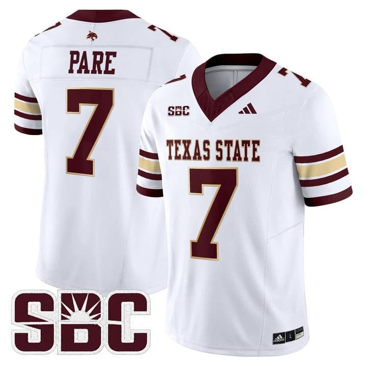 Lincoln Pare Jersey #7 Texas State Bobcats 2025 Limited Stitched by My Store NCAA Football Jerseys