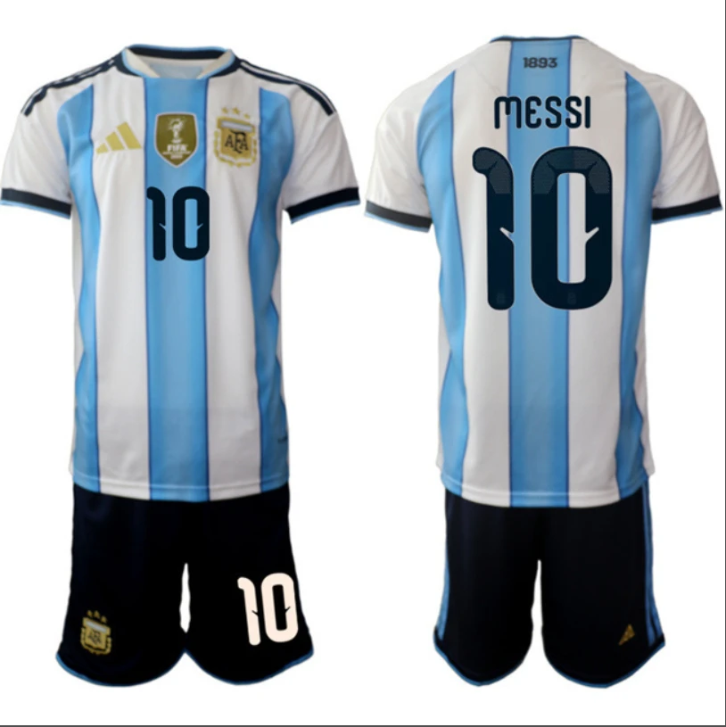 Lionel Messi Jersey #10 Argentina Team 2025-26 White Blue Home Soccer Suit by Soccer Jersey