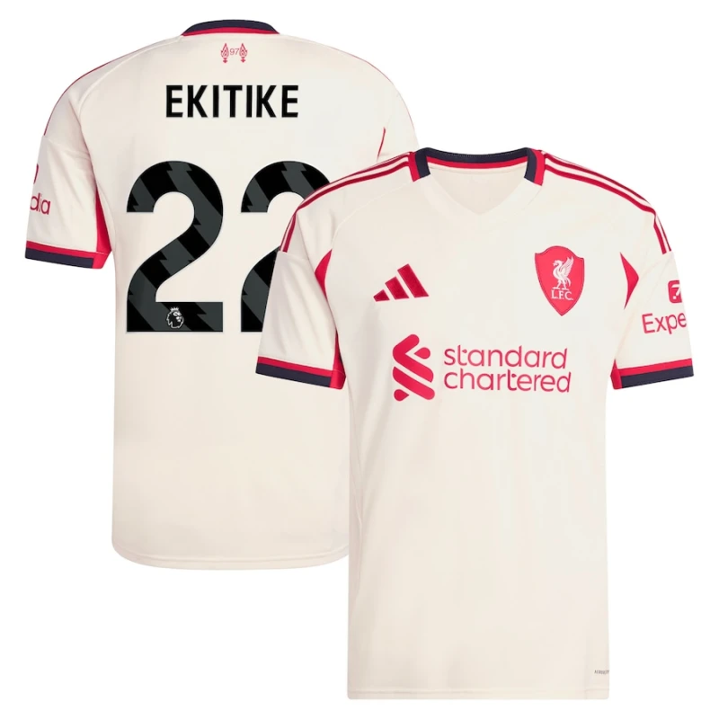 Liverpool 2025-26 EKITIKE 22 Away Jersey – Cream by Soccer Jersey