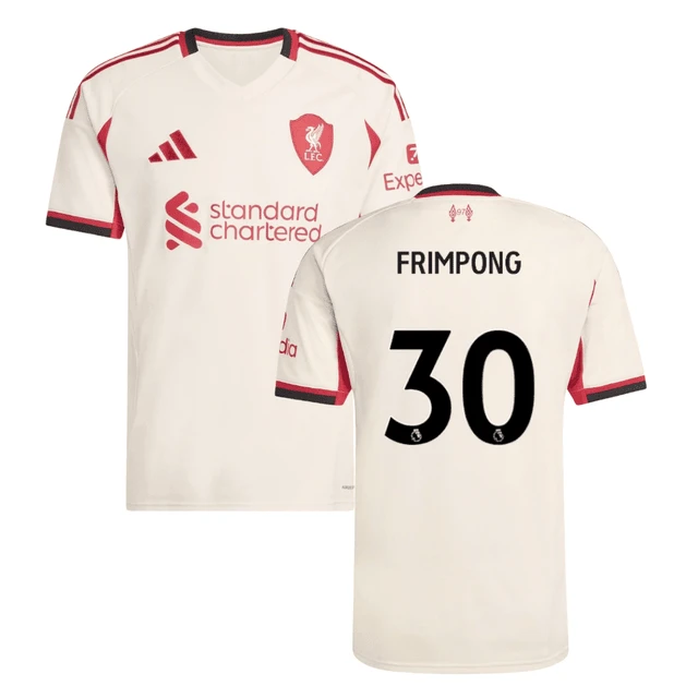 Liverpool 2025-26 FRIMPONG 30 Away Jersey – Cream by Soccer Jersey