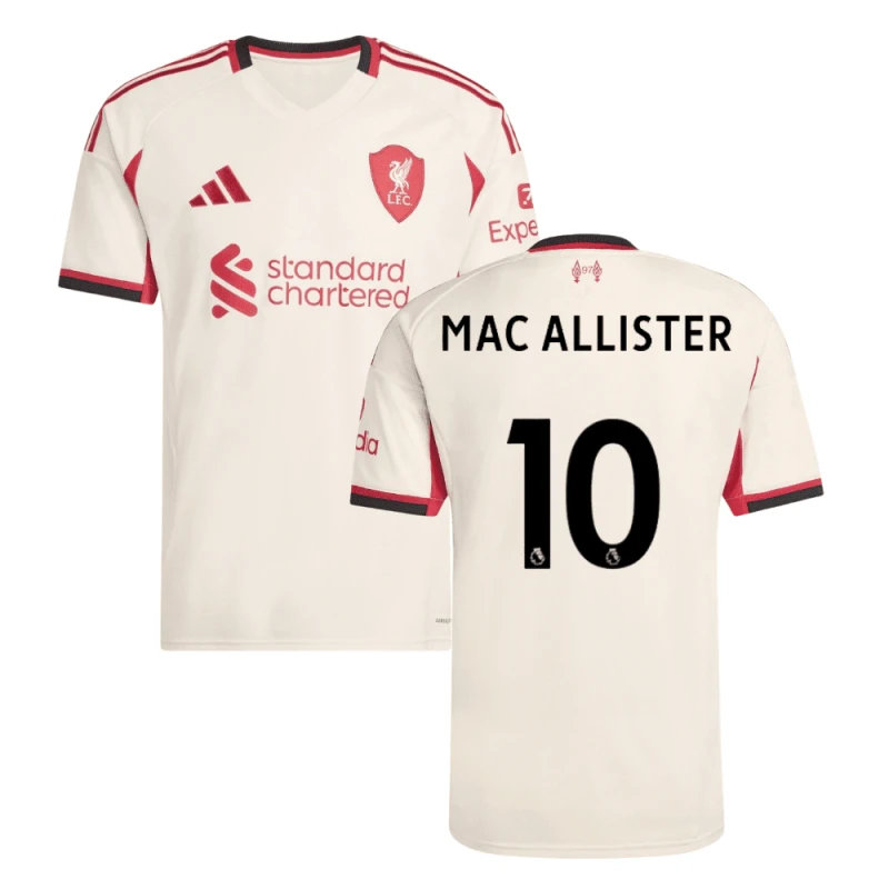 Liverpool 2025-26 MAC ALLISTER 10 Away Jersey – Cream by Soccer Jersey