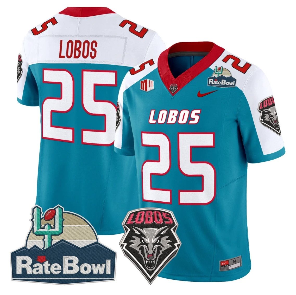 Lobos Jersey #25 New Mexico Lobos 2025 Rate Bowl Limited Stitched by My Store NCAA Football Jerseys
