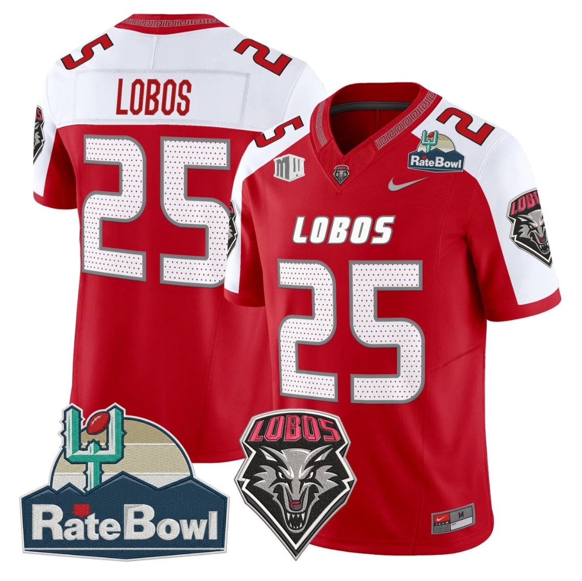 Lobos Jersey #25 New Mexico Lobos 2025 Rate Bowl Limited Stitched by My Store NCAA Football Jerseys