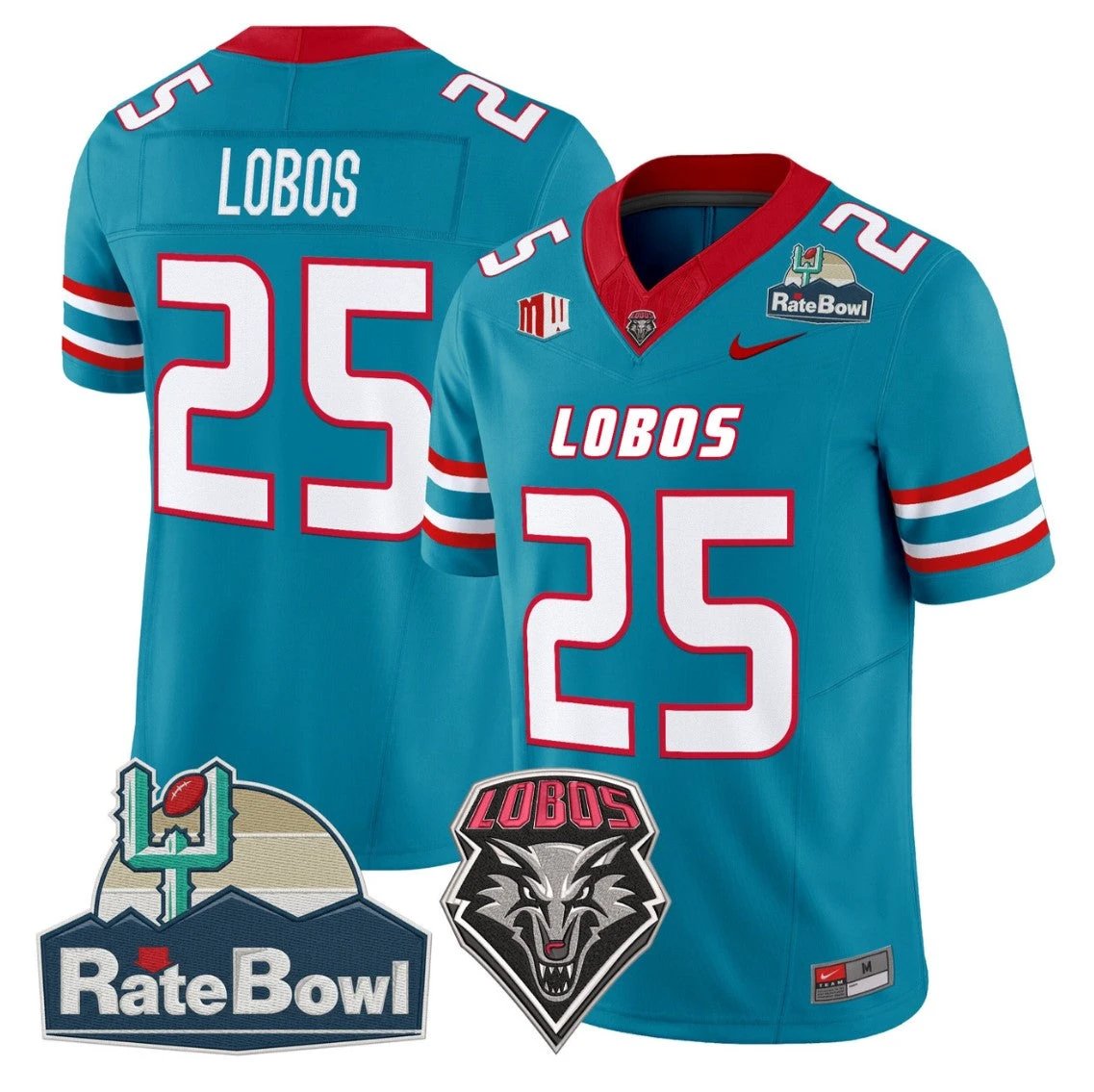 Lobos Jersey #25 New Mexico Lobos 2025 Rate Bowl Limited Stitched by My Store NCAA Football Jerseys