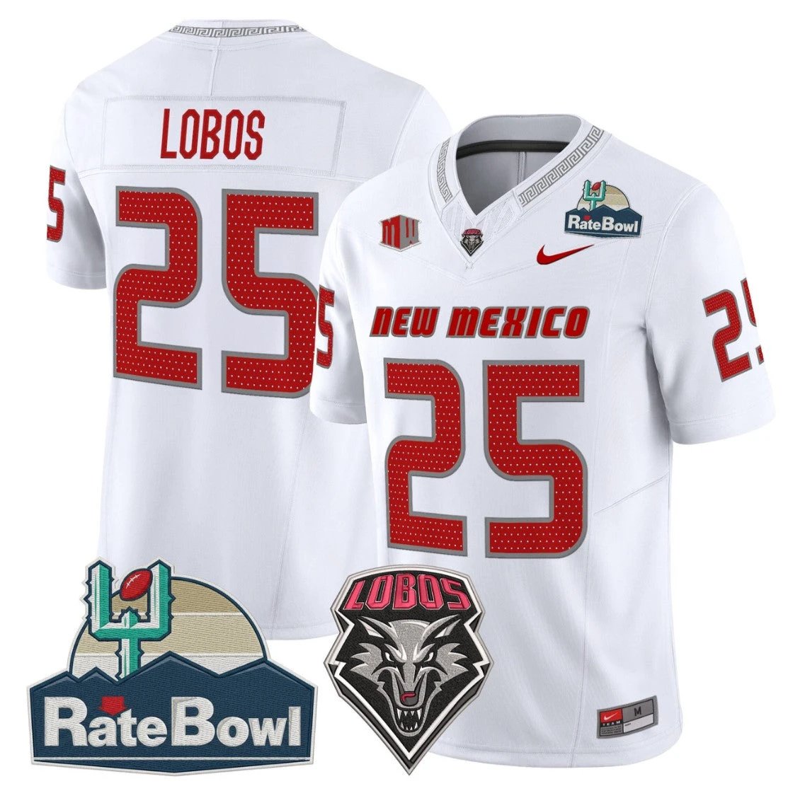 Lobos Jersey #25 New Mexico Lobos 2025 Rate Bowl Limited Stitched by My Store NCAA Football Jerseys