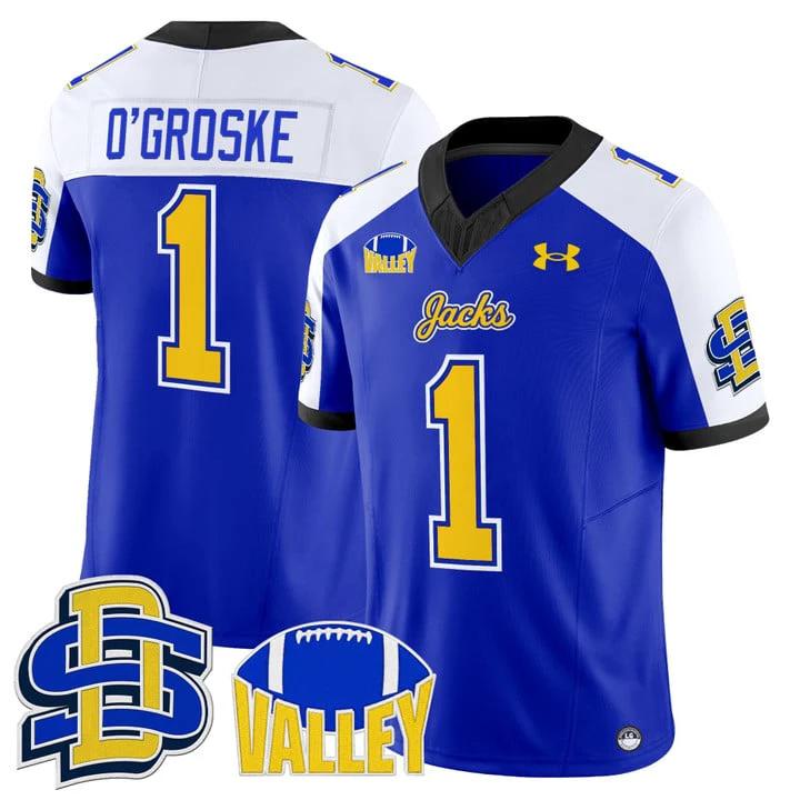 Lofton O'Groske Jersey #1 South Dakota State Jackrabbits 2025 Stitched by My Store NCAA Football Jerseys
