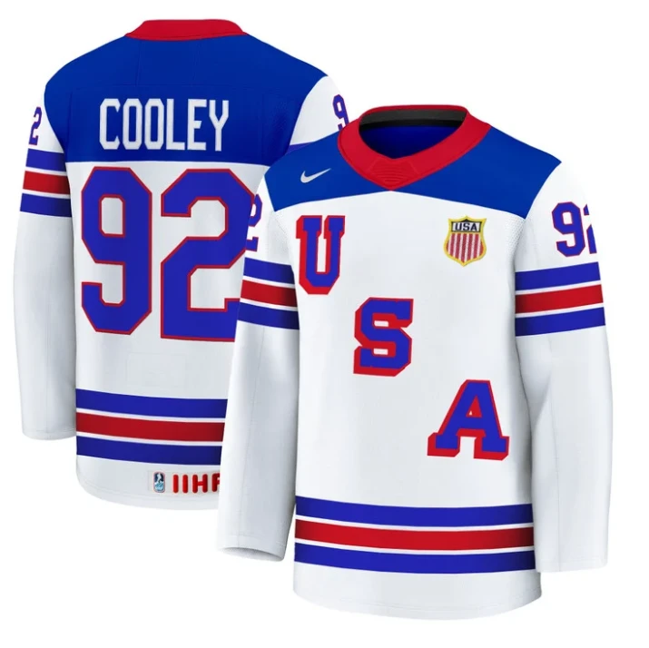 Logan Cooley Jersey #92 USA Hockey 2025 Premium Stitched Home by Hockey David