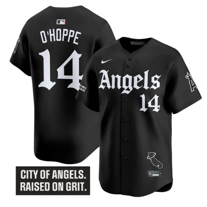 Logan O'Hoppe Jersey #14 Los Angeles Angels Gothic Halo Edition Stitched Black by My Store