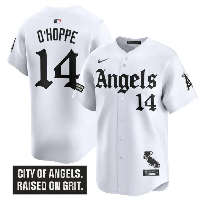 Logan O'Hoppe Jersey #14 Los Angeles Angels Gothic Halo Edition Stitched White by My Store