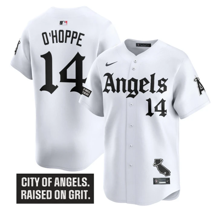 Logan O'Hoppe Jersey #14 Los Angeles Angels Gothic Halo Edition Stitched White by My Store