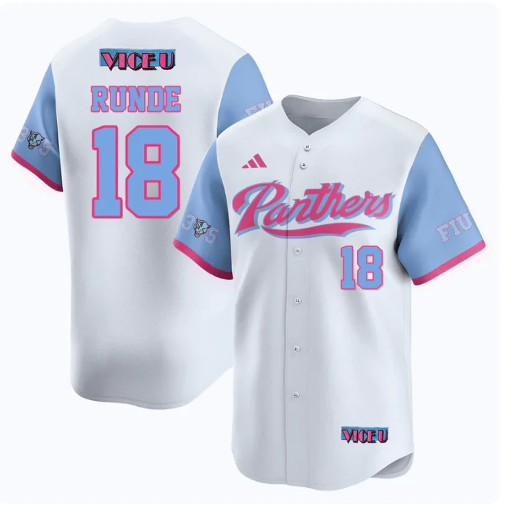 Logan Runde Jersey #18 FIU Baseball 2025 Vice U Stitched White by My Store