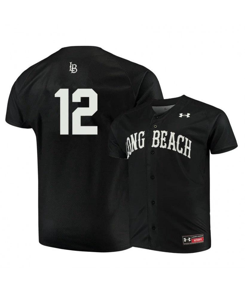 Long Beach State Dirtbags 12 Calvin Estrada Black Baseball Jersey by My Store