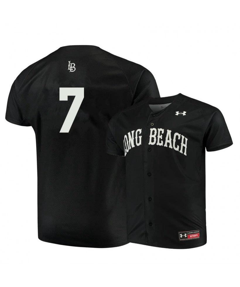 Long Beach State Dirtbags 7 Leonard Jones Black Baseball Jersey by My Store