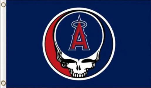 Los Angeles Angels Dead Skull Flag 3X5Ft Banner USA Polyester with Brass Grommets by flagsjustdoit