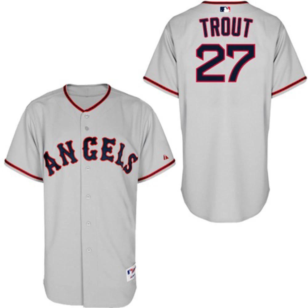 Los Angeles Angels Mike Trout Gray 1965 Throwback Jersey by My Store