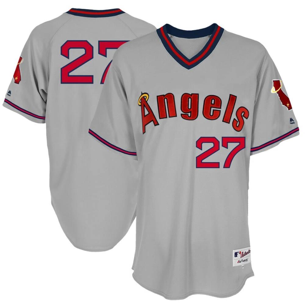 Los Angeles Angels Mike Trout Gray Throwback Pullover Jersey by My Store