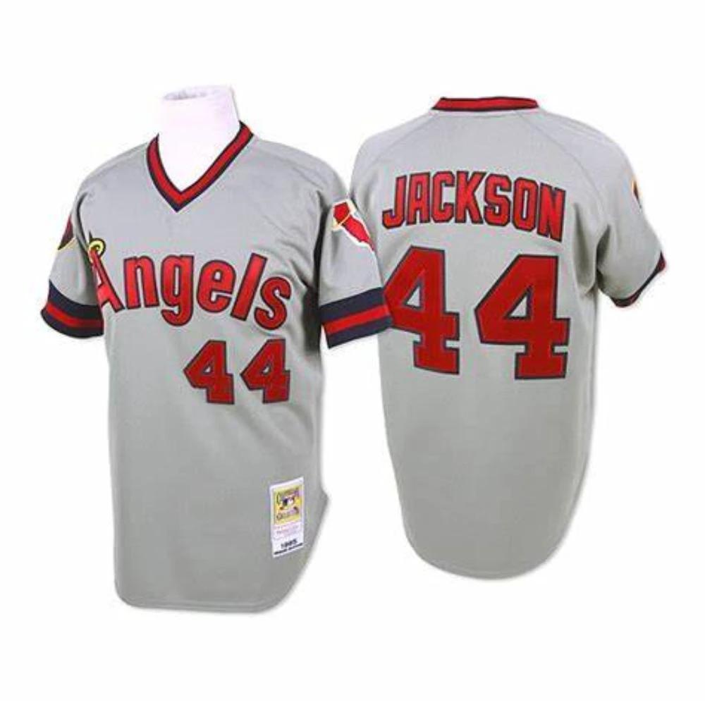 Los Angeles Angels Reggie Jackson Gray 1982 1985 Throwback Pullover Jersey by My Store