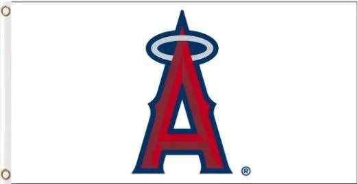 Los Angeles Angels White Flag 3X5Ft Banner USA Polyester with Brass Grommets by flagsjustdoit