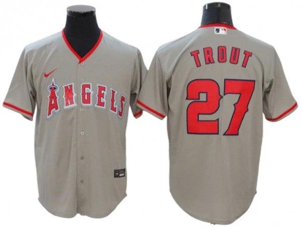 Los Angeles Angels #27 Mike Trout Gray Road Cool Base Jersey by My Store