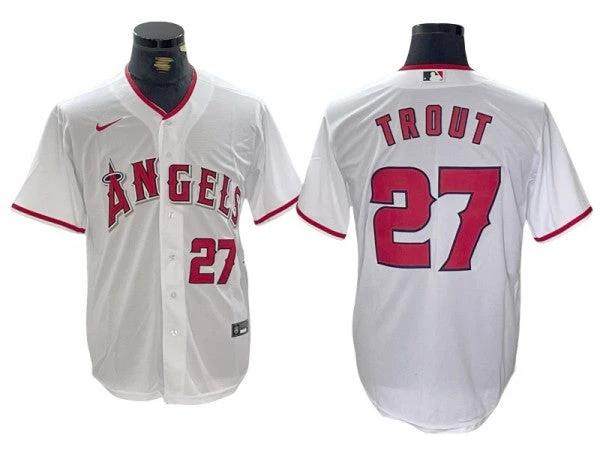 Los Angeles Angels #27 Mike Trout White Home Limited Jersey by My Store