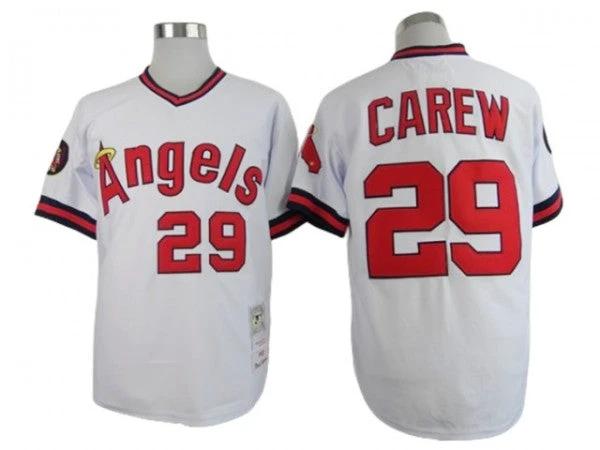 Los Angeles Angels #29 Rod Carew White 1982 Throwback Jersey by My Store
