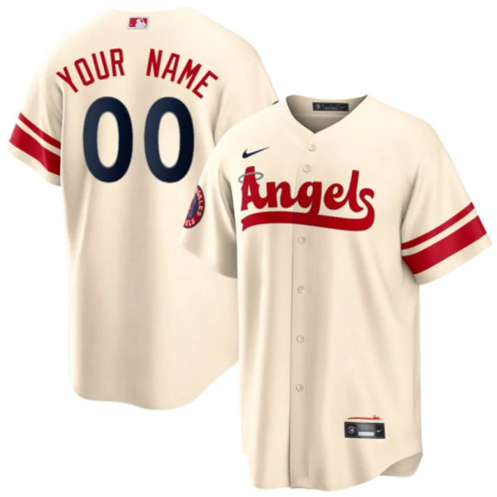 Los Angeles Angles Cream Custom Jersey - All Stitched by My Store