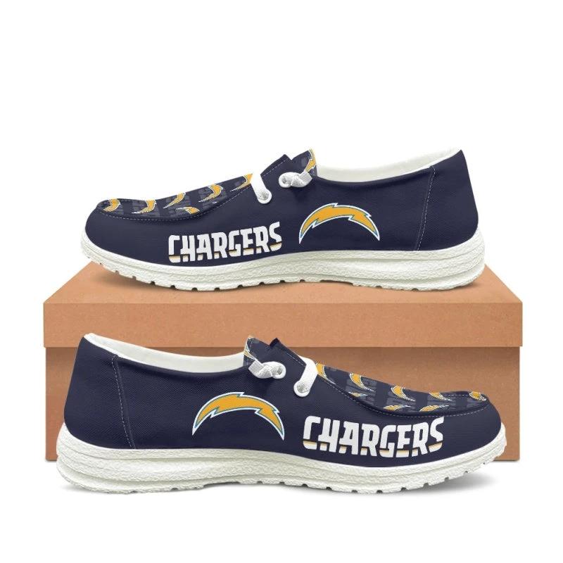 Los Angeles Chargers Navy Team Name Logo Canvas Sneaker Shoes For Men Women Fans by Crocs