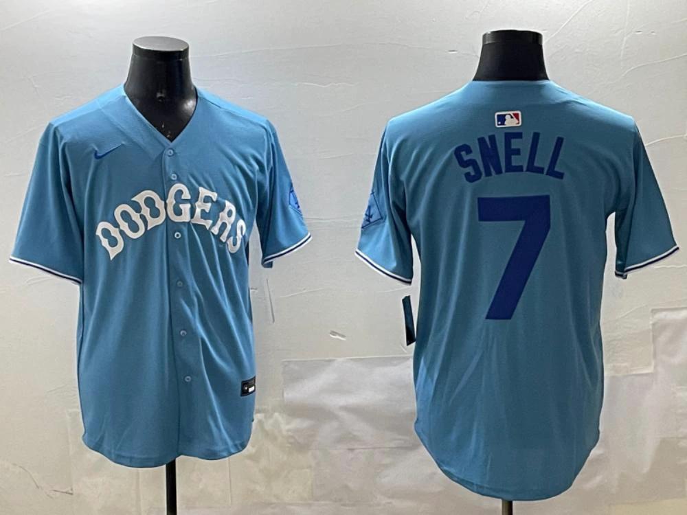 Los Angeles Dodgers Blake Snell Light Blue Royal Throwback Jersey by My Store