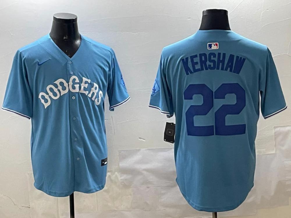 Los Angeles Dodgers Clayton Kershaw Light Blue Royal Throwback Jersey by My Store