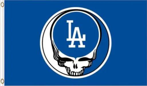 Los Angeles Dodgers Dead Skull Flag 3X5Ft Banner USA Polyester with Brass Grommets by flagsjustdoit