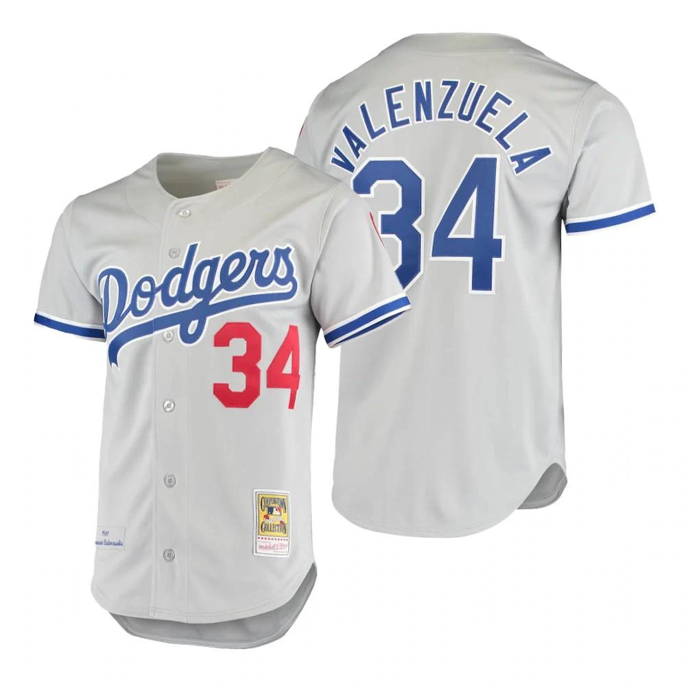 Los Angeles Dodgers Fernando Valenzuela Gray 1981 Throwback Jersey by My Store