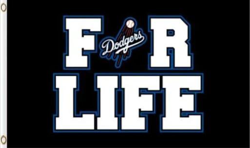Los Angeles Dodgers For Life Flag 3X5Ft Banner USA Polyester with Brass Grommets by flagsjustdoit