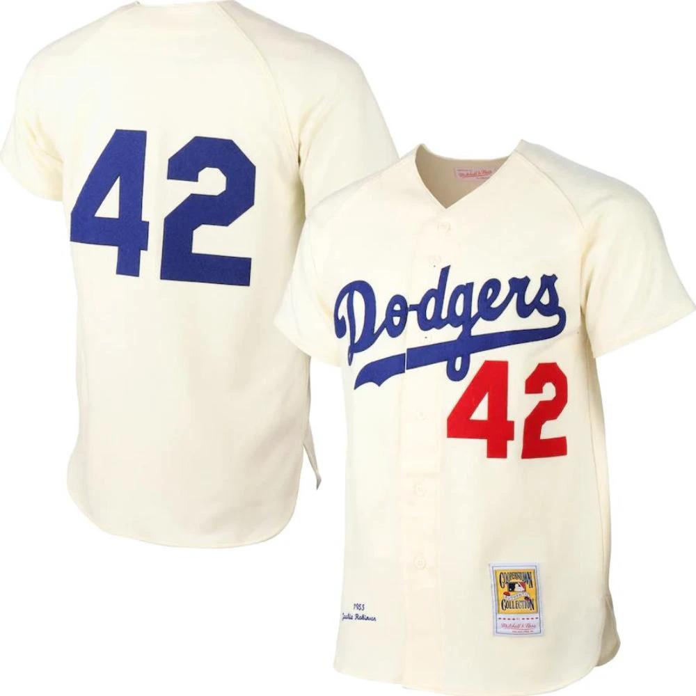 Los Angeles Dodgers Jackie Robinson Cream 1955 Throwback Jersey by My Store