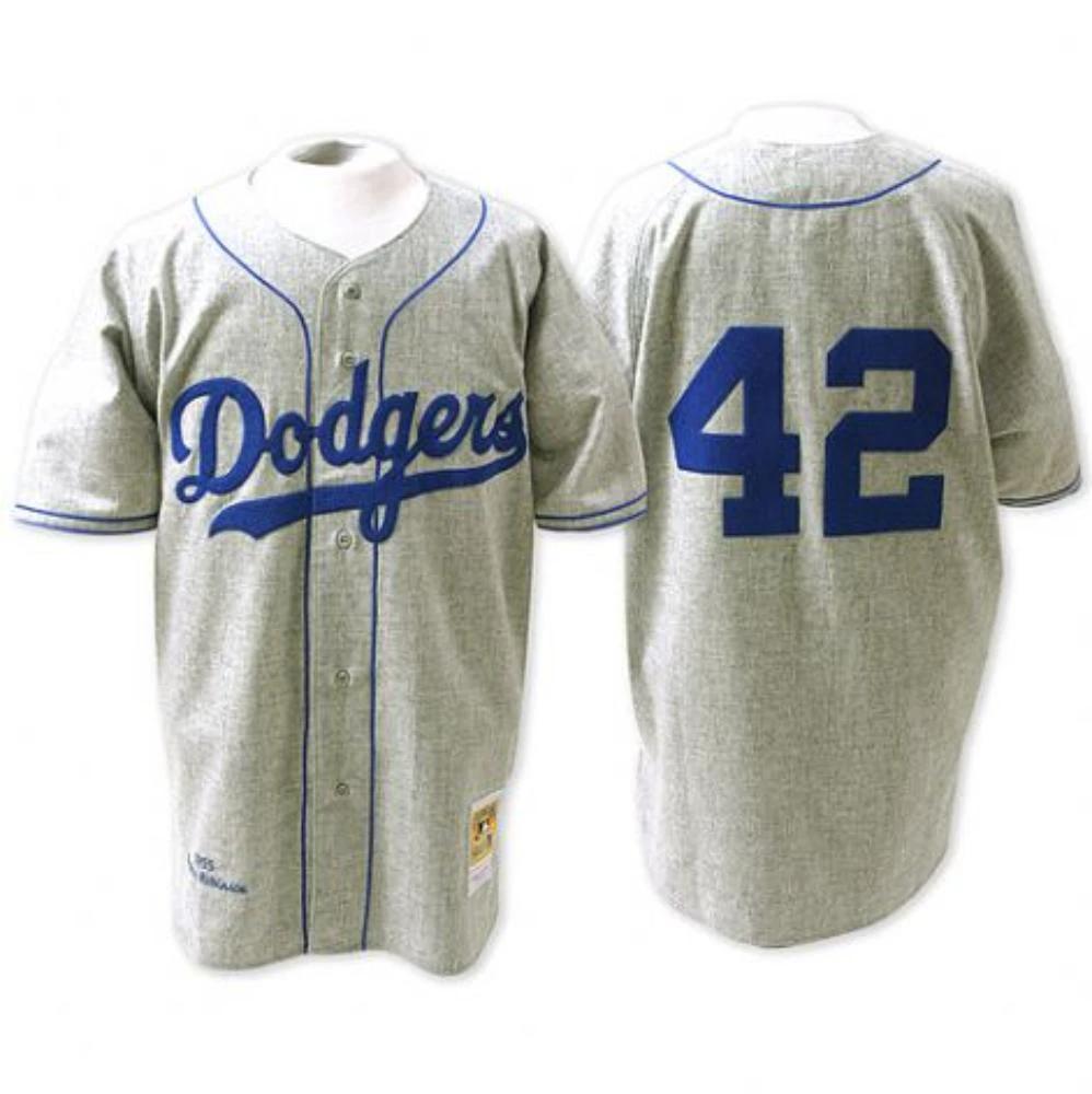Los Angeles Dodgers Jackie Robinson Grey 1955 Throwback Jersey by My Store