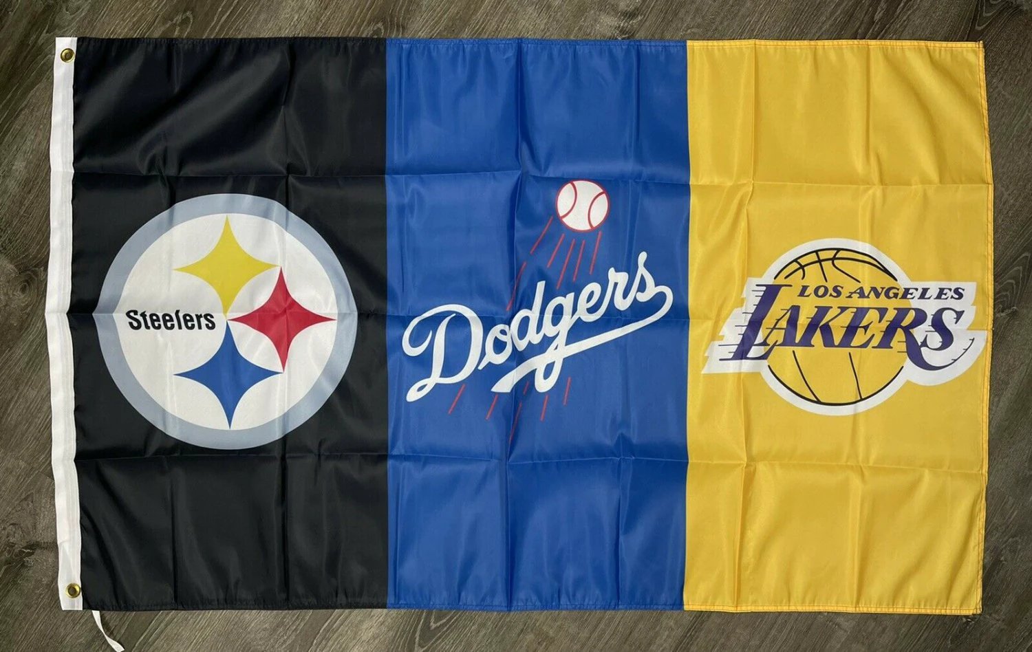 Los Angeles Dodgers Lakers Pittsburg Steelers Flag 3x5 ft Garage Man-Cave by flagsjustdoit