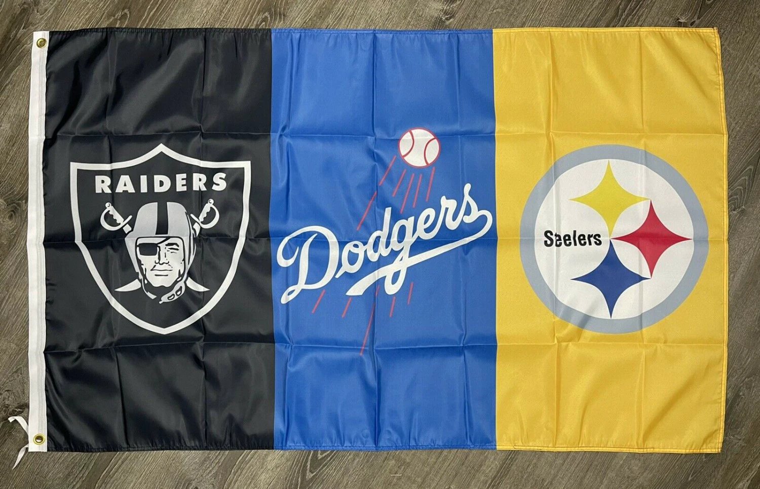 Los Angeles Dodgers Las Vegas Raiders Pittsburg Steelers Flag 3x5 ft Man-Cave by flagsjustdoit