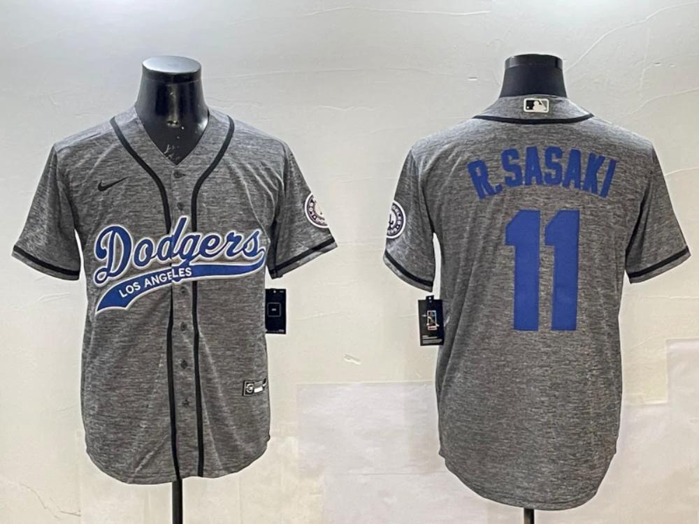 Los Angeles Dodgers Roki Sasaki Heather Grey Throwback Jersey by My Store