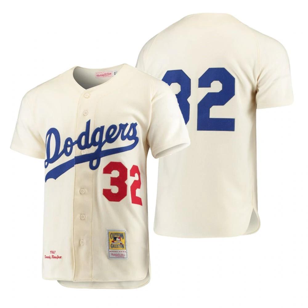 Los Angeles Dodgers Sandy Koufax Cream 1963 Throwback Jersey by My Store