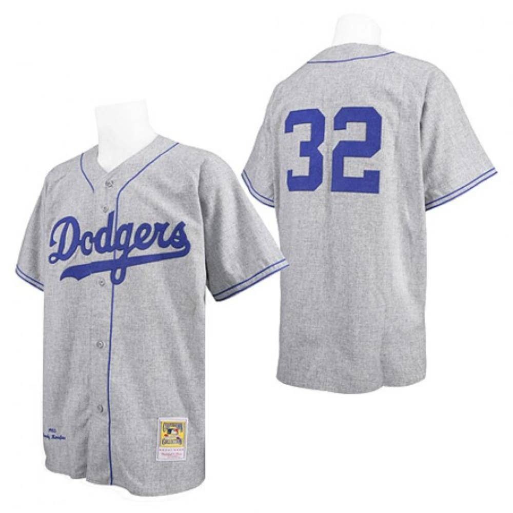 Los Angeles Dodgers Sandy Koufax Grey 1955 Throwback Jersey by My Store