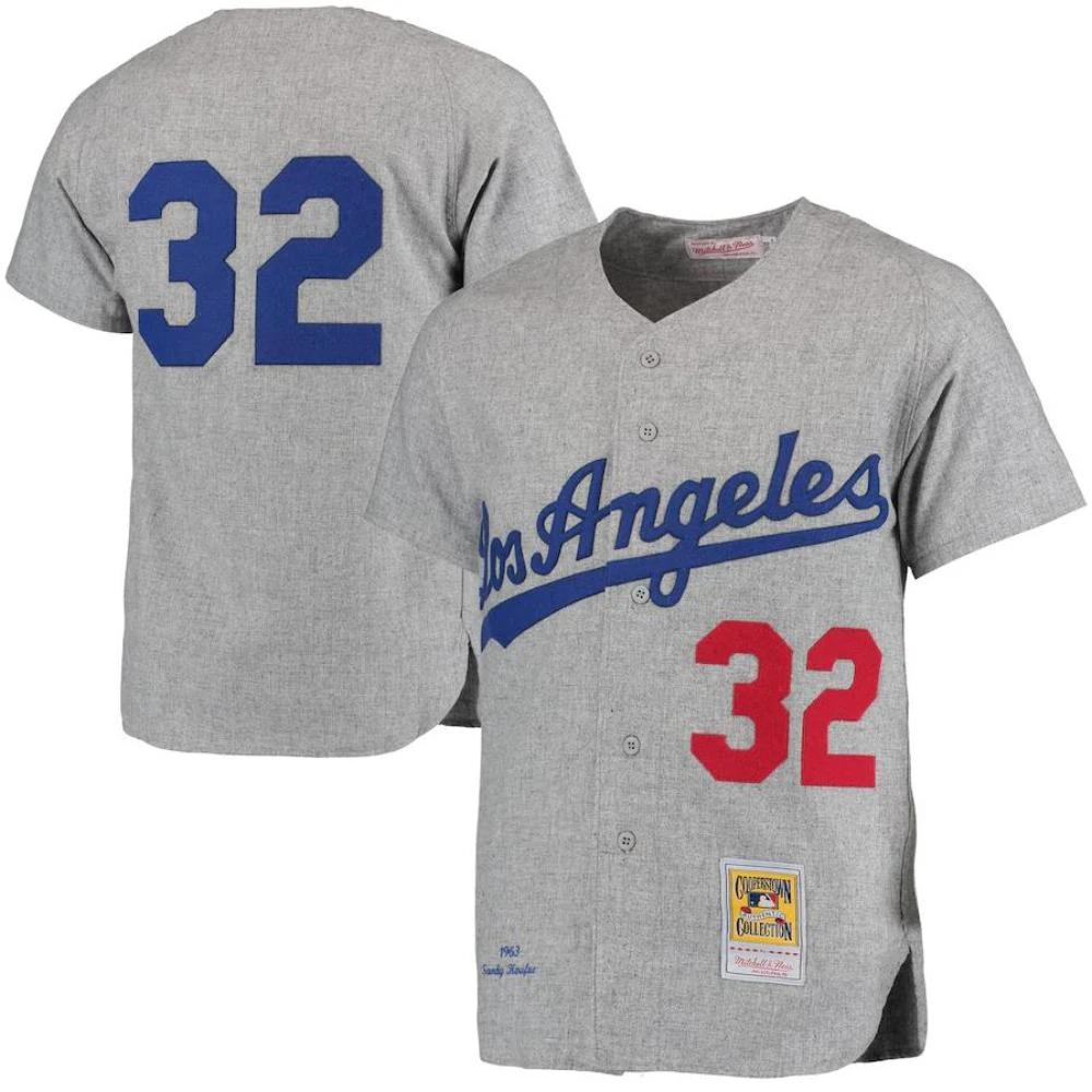 Los Angeles Dodgers Sandy Koufax Grey 1963 Throwback Jersey by My Store