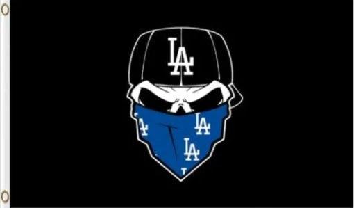Los Angeles Dodgers Skull Bandana Flag 3X5Ft Banner USA Polyester with Brass Grommets by flagsjustdoit