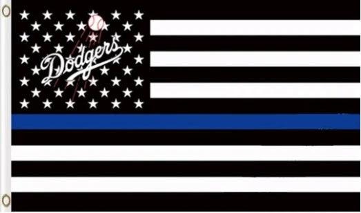 Los Angeles Dodgers Star and Stripes Black White Flag 3X5Ft Banner USA Polyester with Brass Grommets by flagsjustdoit