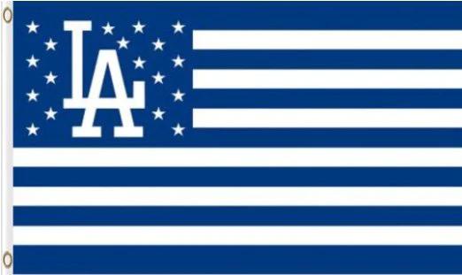 Los Angeles Dodgers USA American Flag 3X5Ft Banner USA Polyester with Brass Grommets by flagsjustdoit