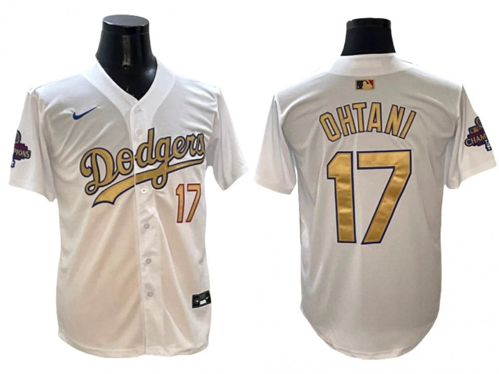 Los Angeles Dodgers #17 Shohei Ohtani White 2025 Gold Collection Limited Jersey by My Store