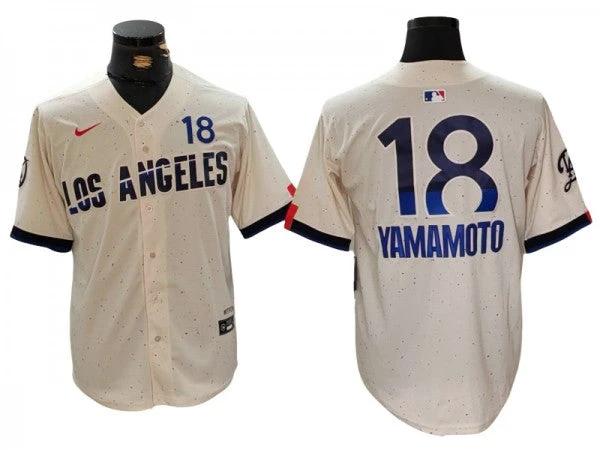 Los Angeles Dodgers #18 Yoshinobu Yamamoto 2024 City Connect Limited Jersey by My Store