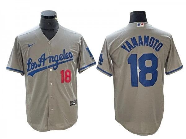 Los Angeles Dodgers #18 Yoshinobu Yamamoto Gray Road Limited Jersey by My Store
